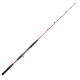 Red and black graphite rod with black handle and black eyelets