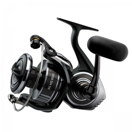 Black and silver reel with silver bail with the model number on the side