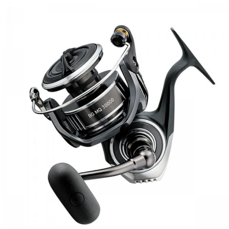 Black and silver reel with a silver bail, black line spool and anti-reverse switch