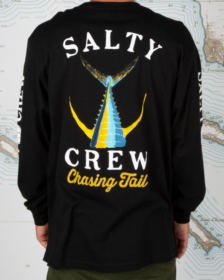 SALTY CREW TAILED L/SLEEVE TEE BLACK SIZE LARGE