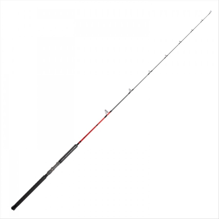 Seven foot black, grey, and red graphite rod
