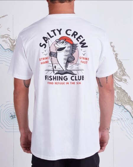 SALTY CREW FISHING CLUB STAND S/S TEE WHITE