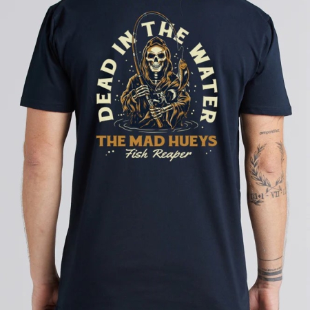 THE MAD HUEYS DEAD IN THE WATER SS TEE NAVY